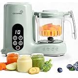 Grownsy Baby Food Maker with Steam Basket, One Step Baby Food Processor Steamer Puree Blender Grinder Mills Machine, Auto Cooking Grinding and Sterili-zing for Healthy Homemade Baby Food, Green