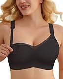 As Fairy Nursing Bras Wireless Maternity Bra with Support Hands-Free Underwire Pumping Bra Seamless Bralette Sleep Nursing Tank Top with Lace Pregnancy for Women 34dd 36c 36d 38b Black Large