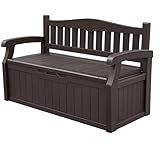 Devoko 80 Gallon Storage Bench Deck Box Lockable for Patio Furniture, Garden Decor and Outdoor Seating for Cushions, Garden Tools and Pool Supplies(Dark Brown)