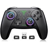 PC Controller, Wireless Bluetooth Controller, 1000mAh Battery, with Hall Effect Joysticks & Triggers, No Dead Zone, No Stick Drift, Controller for PC, Switch, iOS and Android, Cool Dynamic Light