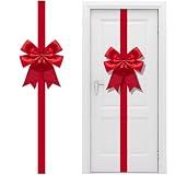 Iceyyyy 14.2 Ft Extra Large Christmas Front Door Warpping Bow, Adjustable Red Christmas Doors Ribbon Bow with Buckle, Giant Christmas Door Wreath Bows for Cabinet Door Home Festival Decor