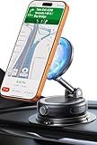 Moeila NeverFall Car Phone Mount for MagSafe, 89lbs Vacuum Suction, Strong Magnetic Dashboard & Windshield Mount, 360° Adjustable Phone Holder for iPhone & All Phones, Carbon Fiber