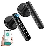 Fingerprint Door Lock- Smart Door knob,biometric Door Lock,with passcode keypad keyless Entry Door Handle,for Bedroom Home Hotel Office Apartment (Black with APP)