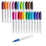 Amazon Basics Fine Tip Point Permanent Markers for Office, School, and Home Use, Assorted Colors, 24 Pack