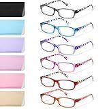 Gaoye +1.5 Reading Glasses for Women, 6 pack Fashion Readers for Women Men Spring Hinge Eye Glasses, Blue Light Reading Glasses