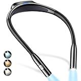 Gritin LED Neck Reading Light,Book Light for Reading in Bed-Eye Caring 3 Colors, Dimmable Brightness, Bendable Arms, 80+Hrs Runtime, Neck Round Design, Comfortable &Lightweight for Crafting, Knitting