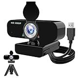 Webcam for PC,Full HD 1080p Computer Webcam with Noise-Canceling Mic, Tripod, Privacy Cover, Auto Focus/Low Light Correction/Beauty Filter, USB Web Camera for Streaming/Meeting/Online Video/Zoom