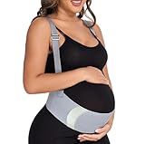 MAMODY Belly Bands For Pregnant Women Maternity Belt Pregnancy Belly Support Band Adjustable Pregnancy Belt with Back Brace Straps (Gray, Large)