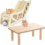 Hamster Play Wooden Platform，2-piece Set Hamster cage Accessories Toys