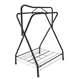 HDYEGY Folding Saddle Rack Heavy Duty Freestanding Horse Saddle Stand Detachable Saddle Rack Stand with Bottom Storage for English & Western Saddles