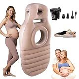 Inflatable Pregnancy Sleep Pillow: for Stomach Sleeping Full Body Mattress with Belly Hole Maternity Airbed for Pregnant Women Pregnancy Rest,Back & Hip Pressure Relief (Khaki)