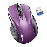 TECKNET Wireless Mouse for Laptop, Silent Mouse Quiet Click, Computer Mouse Wireless, 6 Adjustable 4000 DPI Computer Mice - Purple