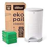 Diaper Dekor EKO Classic Diaper Pail Gift Set, White | ONLY Eco-Friendly Diaper Pail Made with 70% Recycled Materials | Comes with up to a Year's Supply Worth of Diaper Dekor Refills!