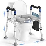 KingPavonini Raised Toilet Seat with Handles for Elderly, 500 lbs Capacity