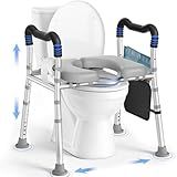 KingPavonini Toilet Seat Risers for Seniors, Raised Toilet Seat with Handles with Adjustable Height & Width, Soft Padded Seat, Elevated Toilet Seat Riser, Load 500lb, Fit Any Toilet