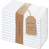 Urban Villa Cloth Napkins 100% Cotton Highly Absorbent Washable Reusable Premium Dinner Napkins Ideal for Gifts for Mothers Day Hotel Farmhouse Parties - White - Hemstitch (20" x 20", Set of 12)