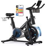 MERACH Exercise Bike, Magnetic Friction Stationary Bike with Brake Pad and Exclusive App, Low Noise Indoor Cycling Bike with 300lbs Weight Capacity, Tablet Mount and Fitness Courses for Weight Loss