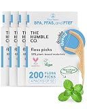 The Humble Co. Dental Floss Picks, Double Thread, Mint (200 Count)