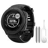 NotoCity for Garmin Instinct Band, Soft Silicone Replacement Watch Strap Compatible with Garmin Instinct 2/ Solar/Tactical(Black)