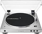 Audio-Technica AT-LP60XBT-SV Fully Automatic Bluetooth Belt-Drive Stereo Turntable, Silver, Hi-Fi, 2 Speed, Dust Cover, Anti-Resonance, Die-cast Aluminum Platter