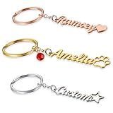 HJX Custom Name Keychain for Women, Personalized 18K Gold Plated Key Chains Gifts for Her (Round key ring)