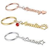HJX Custom Name Keychain for Women, Personalized 18K Gold Plated Key Chains