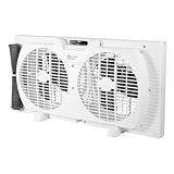 Comfort Zone 9-Inch 3-Speed Reversible Twin Window Fan – Dual Blade Window Exhaust Fan with Auto-Locking Expanders, 22.25" to 33" Wide – Tabletop Feet & Removable Bug Screen included