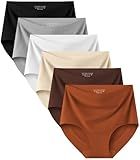 Kalapa Seamless Womens Underwear High Waisted No Show Briefs Silky Stretch Breathable Full Coverage Ladies Panties Multi Pack (US, Alpha, Medium, Regular, Regular, Multi-1(6Pack))