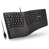 X9 Wired Ergonomic Keyboard with Cushioned Wrist Rest - Type Comfortably Longer - USB Wired Split Keyboard for Laptop, PC & Chrome Computer with 110 Ergo Keys & 5ft Cable
