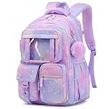 PIG PIG GIRL Kids Backpack for Girls - School Bags for Middle School Students - Book Bag for Elementary Primary - Kawaii Ita Backpack - Purple