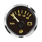THALASSA 52mm Boat Voltmeter Gauge - Sea V Series 8-16V DC, IP67 Waterproof, Red Display for 12V Negative Ground Systems in Marine, RV, Powersports