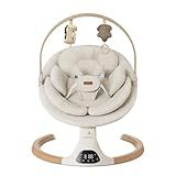 Baby Swings for Infants, Monamii Baby Swing, Bluetooth Infant Swing with Music Speaker, 5 Speeds and Remote Control, Indoor & Outdoor Use (Beige)