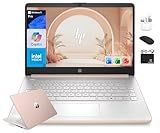 HP 14” Flagship Laptop 2025 AI-Powered Computer, Office Lifetime, Student Business, 4-Core Intel CPU, 16GB RAM 628GB Storage (128GB UFS+ 500GB Ext), Long Battery HubxcelAccessory Win 11 Pro Rose Gold