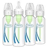 Dr. Brown's Natural Flow Anti-Colic Options+ Narrow Baby Bottle, 8 oz/250 mL, with Level 1 Slow Flow Nipples, 0m+, 4 Pack