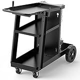 YESWELDER Welding Cart for TIG MIG Welder and Plasma Cutter, Tilt-Table Large Storage 360° Rolling Welding Trolley