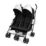 Summer Infant 3Dlite Folding Lightweight Side by Side Double Stroller with 5-Point Safety Harness for Infants and Toddlers, Black