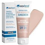 Waxhead Tinted Mineral Face Sunscreen SPF 31, 25% Non-Nano Zinc Oxide, Fragrance-Free, Non-Comedogenic, Tinted Moisturizer & Makeup Primer for Daily Wear (Light Tint 4 oz)