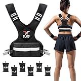 FUFF Adjustable Weighted Vest for Women & Men,4-10lb Vest with 6 Ironsand Weights for Strength Training,Weight Vest with Reflective Strip for Running Walking Exercise Workout