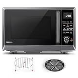 TOSHIBA Combo 8-in-1 Countertop Microwave Oven, with Convection, Broil, Odor Removal Mode, 12.4" Position Memory Turntable, Child-Lock, Black Stainless Steel, ML2-EC10SA(BS) A, Air Fryer-1.0 Cu.Ft