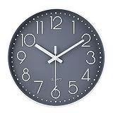 jomparis Wall Clock 12 Inch Non-Ticking Silent Battery Operated Round Wall Clock Modern Elegant Simple Style Clock for Home Office Kitchen Bedroom Living Room
