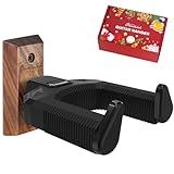 Onmiwod Guitar Wall Mount, Auto Lock Black Walnut Wood Guitar Hanger, Guitar Wall Hangers, Guitar Holder Hook Wall Stand for Classical, Acoustic, Electric Guitar, Bass, Gift for Guitar Player