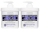Advanced Clinicals 10% Glycolic Acid + Lactic Acid Lotion Exfoliant Moisturizing Cream With Hyaluronic Acid Moisturizer | AHA Exfoliating Body Cream Improves Look Of Uneven Rough Skin Texture, 2-Pack