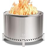 HGD 28 Inch Smokeless Firepit, Large Stainless Steel Fire Pit, Wood Burning Firepit for Patio Garden Picnic