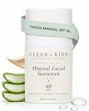 Clean + Kind Tinted Face Sunscreen SPF 40 with Iron Oxide — Mineral Moisturizer + Tallow, Niacinamide, Hyaluronic Acid & Vitamin C — Non-Nano Zinc for Sensitive Skin, No White Cast, 1.7 oz