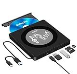 External Blu Ray CD DVD Drive, USB Blu Ray Drive External Bluray Burner Read/Write BD Player with 2 USB and TF/SD Slots, Optical Blue Ray CD DVD Reader for Laptop Apple PC Windows 11 MacBook Pro Air
