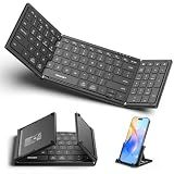 TECKNET Wireless Foldable Bluetooth Keyboard, Rechargeable Portable Keyboards for Travel with Number Pad, Full-Size Connect Up to 3 Devices for iPad Tablet Smartphone Laptop PC Windows iOS Android