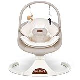 Baby Swings for Infants, Portable Infant Swing with 5-Speed Settings, Bluetooth Music & Timer, Suitable for Newborns up to 9 Months (Beige)