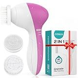 COSLUS Facial Cleansing Brush Silicone Face Scrubber: 2 in1 FBS-D Electric Exfoliating Device Waterproof Deep Cleaning Exfoliation Rotating Spa Machine - Electronic Skincare Wash Spinning System