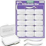 Rizuko Orthodontic Wax for Braces 15-Pack, Pre-cut 750 Braces Wax Dots,Dental Care Orthodontic Wax Strips with Hygienic Individual Wraps and 2Pcs Scraper Kit,Unflavored
