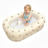TIDNNS Inflatable Baby Bathtub with Built-in Air Pump, Newborn to Toddler Bath Tub,Portable Travel Shower Basin with Back Support, Deflates and Folds Easily (Cute Bear)